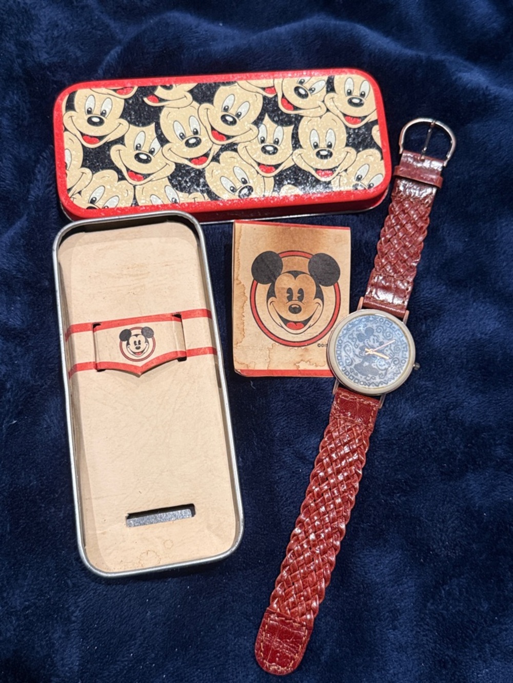 Vintage Disney Mickey Mouse Braided Leather Strap Watch - Picture 3 of 7